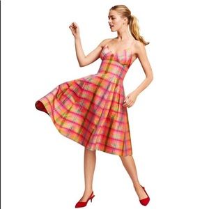 Isaac Mizrahi x Target rainbow silk madras plaid spaghetti strap dress SZ M NWT